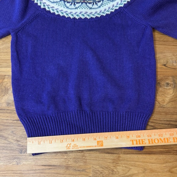 Vintage Ralph Lauren Sweater Girls’ Large Purple w. Patterned Collar - Picture 7 of 11